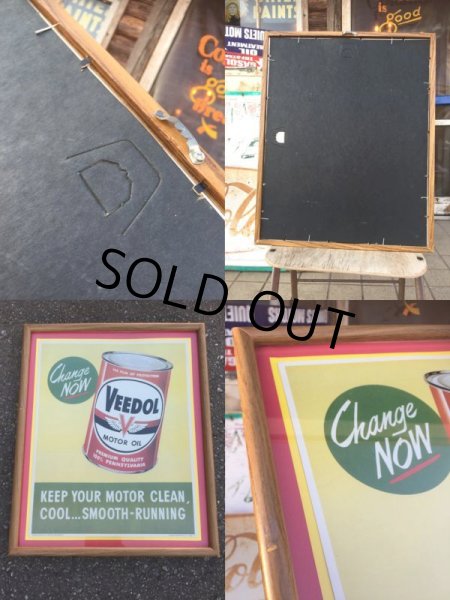 画像2: Vintage Veedol Advertising Cardboard Sign w/Frame (AL8204)  (2)