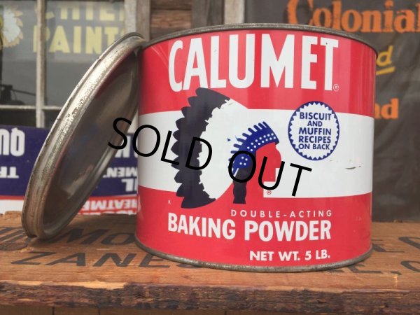 画像1: Vintage Calumet Baking Powder Tin 5lb (AL8583)  (1)