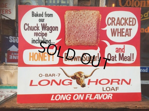 画像1: 60s Vintage Longhorn Bread Card Board Sign (AL9682) (1)