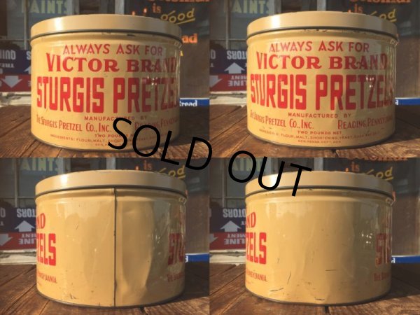 画像2: Vintage Tin Victor Brand Sturgis Pretzels Can (AL9681) (2)