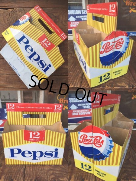 画像2: Vintage Soda 6 Pac bottles Cardboard carrying case Pepsi ( (AL0101) (2)