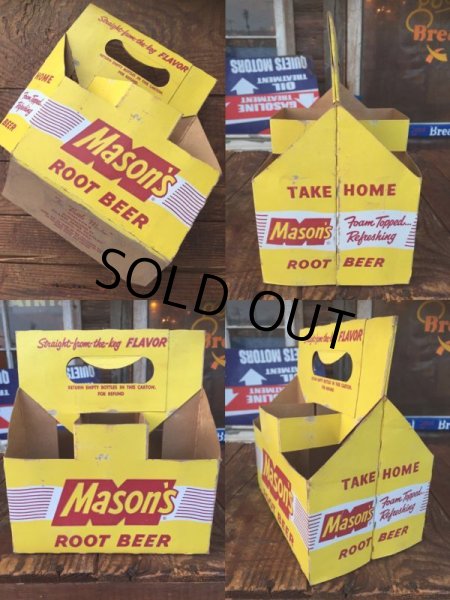 画像2: Vintage Soda 6 Pac bottles Cardboard carrying case Mason's ( (AL0099) (2)