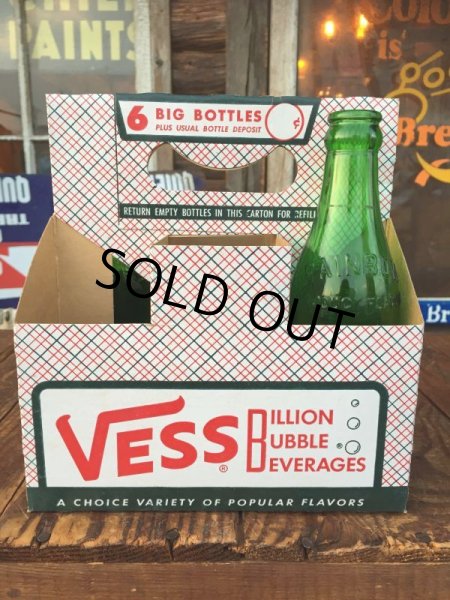 画像1: Vintage Soda 6 Pac bottles Cardboard carrying case Vess ( (AL0098) (1)