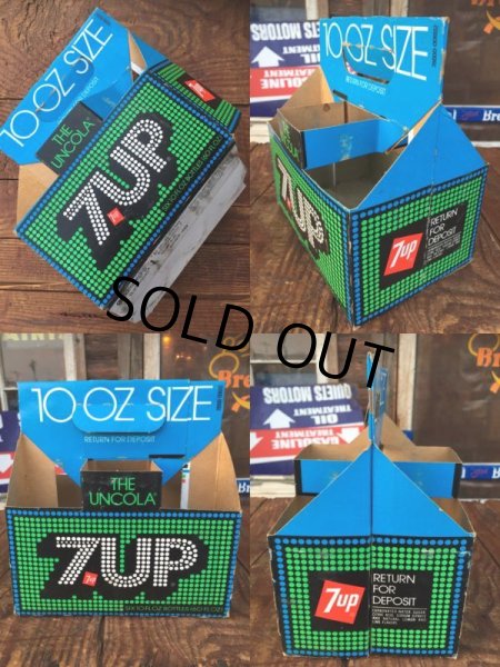 画像2: Vintage Soda 6 Pac bottles Cardboard carrying case 7UP (AL0103) (2)