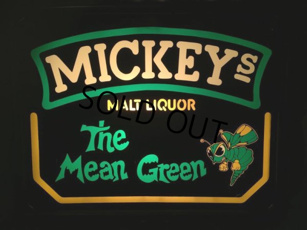 画像1: Vintage Mickeys Malt Liquor The Mean Green Lighted Beer Sign (AL1125) (1)