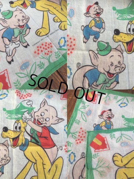 画像3: 50s Vintage Hanky Disney Pluto with the Three Little Pigs (AL1701) (3)