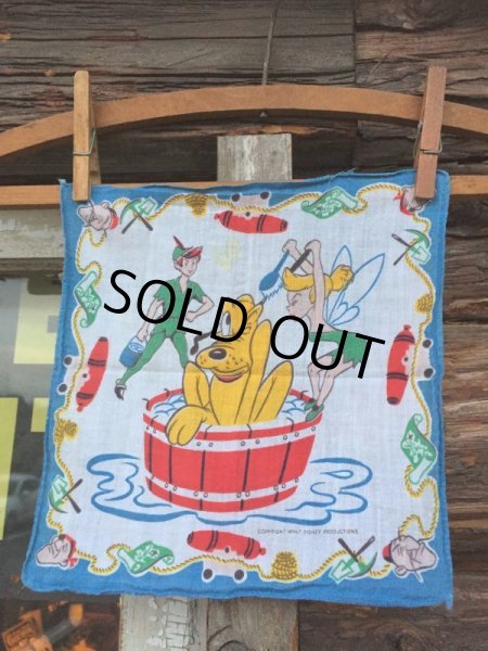 画像1: 50s Vintage Hanky Disney Peter Pan Tinkerbell with Pluto (AL1702) (1)