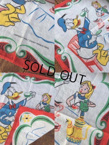 画像3: 50s Vintage Hanky Disney Donald Duck with Alice Tea Party (AL1703) (3)