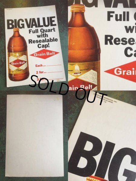 画像3: 70s Vintage Grain Belt Beer Big Value Advertising Poster Sign (AL3464)  (3)