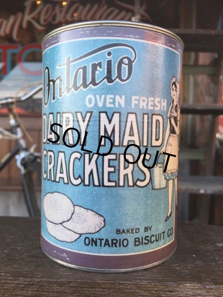 画像1: Vintage Ontario Oven fresh Dairymaid Crackers Bank Can (J40)  (1)