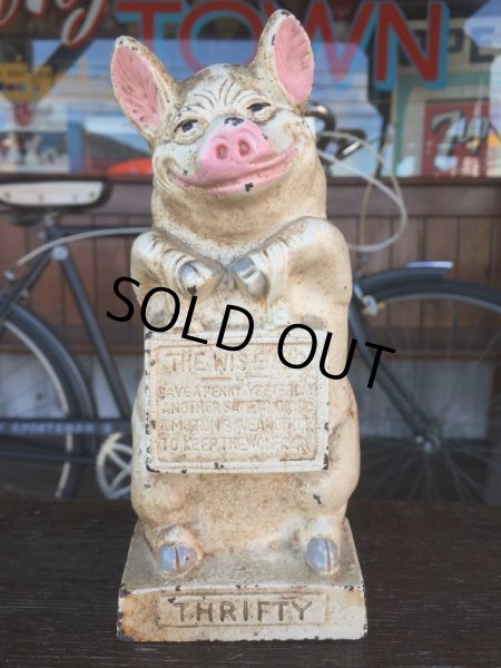 画像1: Vintage Thrifty The Wise Pig Cast Iron Piggy Bank (J059) (1)