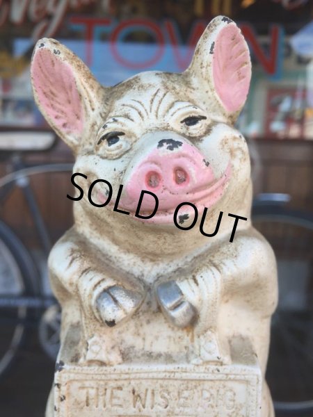 画像9: Vintage Thrifty The Wise Pig Cast Iron Piggy Bank (J059) (9)