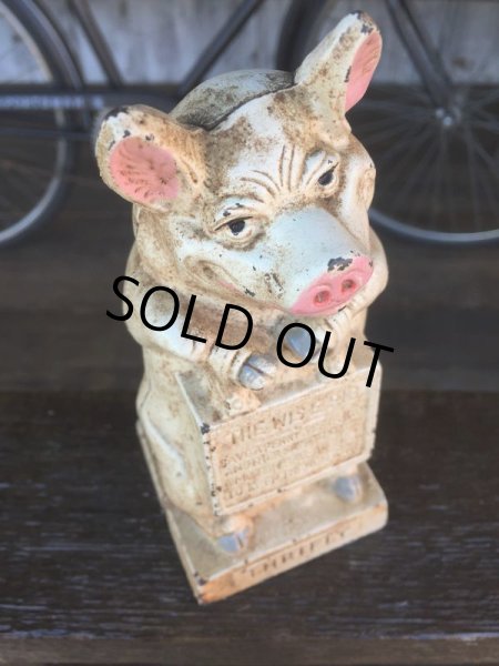 画像7: Vintage Thrifty The Wise Pig Cast Iron Piggy Bank (J059) (7)
