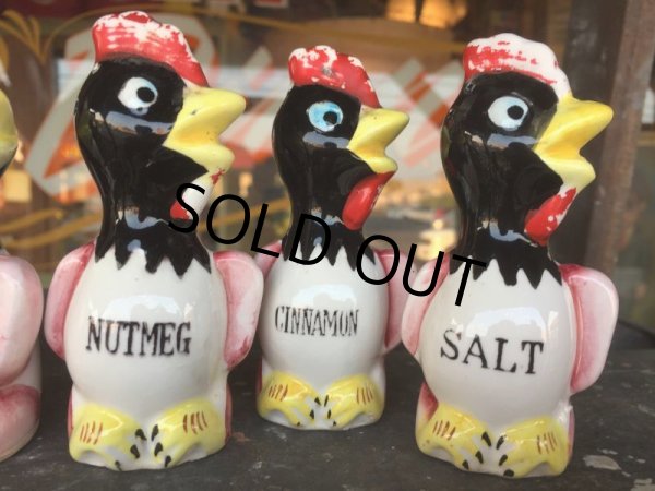 画像7: Vintage Rooster Spice Containers Set (J124) (7)