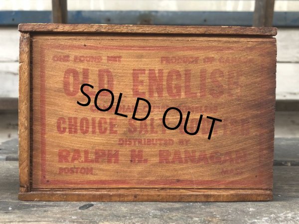 画像1: Vintage Salt Codfish Wooden Box OLD ENGLISH (J166)  (1)