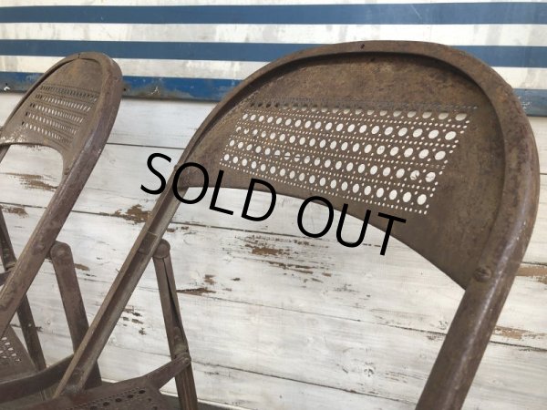 画像8: Vintage Metal Folding Chair Set (J201) (8)