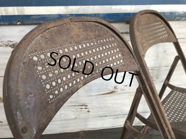 画像5: Vintage Metal Folding Chair Set (J201) (5)