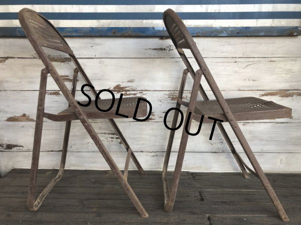 画像4: Vintage Metal Folding Chair Set (J201) (4)