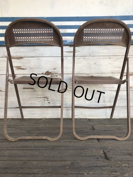 画像3: Vintage Metal Folding Chair Set (J201) (3)