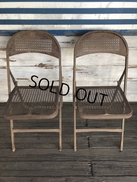 画像1: Vintage Metal Folding Chair Set (J201) (1)