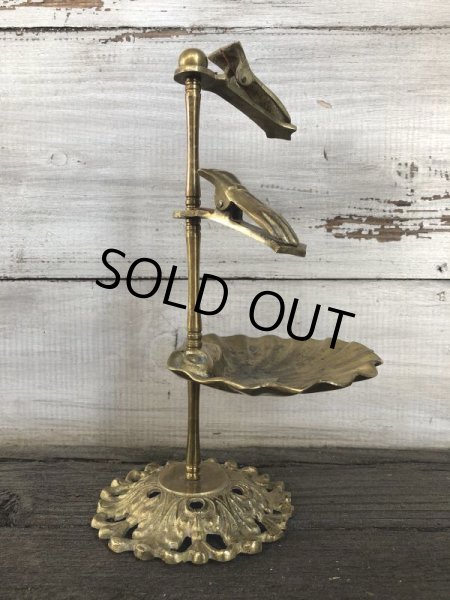 画像2: Vintage Brass Shell Dish Gloved Hand Clip Stand JAPAN (J202) (2)