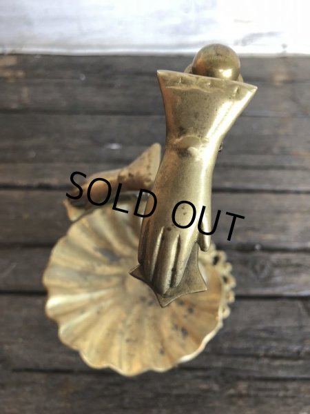 画像10: Vintage Brass Shell Dish Gloved Hand Clip Stand JAPAN (J202) (10)