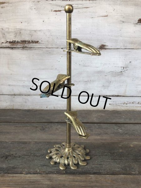 画像2: Vintage Brass Gloved Hand Clip Stand JAPAN (J204) (2)