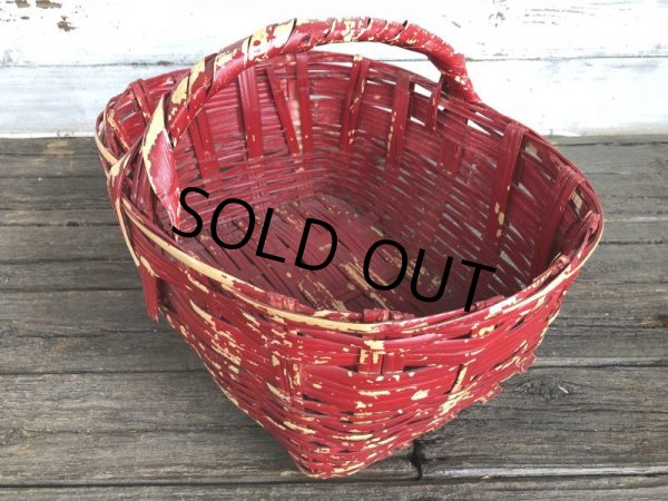 画像2: Antique Primitive Baskets Red (J216) (2)
