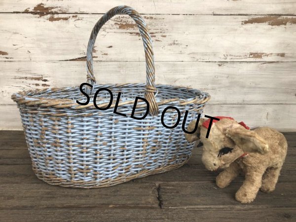 画像9: Antique Primitive Baskets Blue (J215) (9)