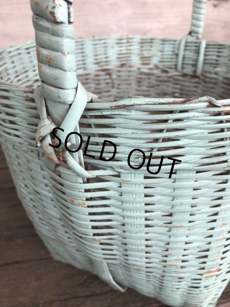 画像5: Antique Primitive Baskets Green (J217) (5)