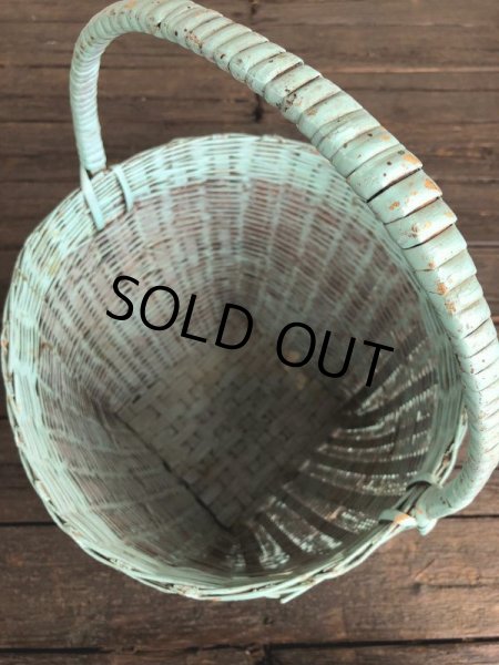 画像7: Antique Primitive Baskets Green (J217) (7)