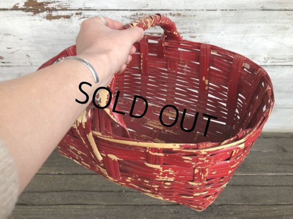 画像5: Antique Primitive Baskets Red (J216) (5)