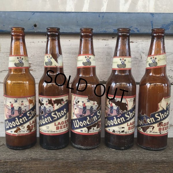 画像1: Vintage Soda Glass Bottle Wooden Shoe beer  (J241) (1)