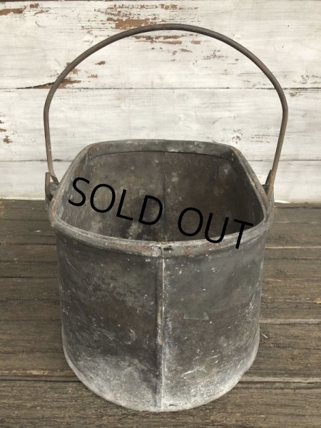 画像2: Vintage Heavy Metal Galvanzed Bucket Pail Can (J252)   (2)