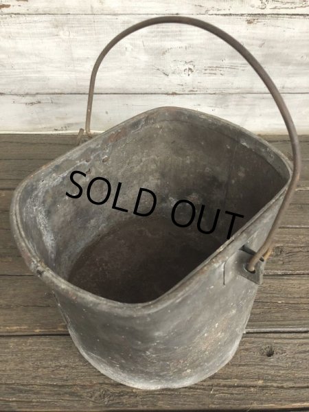 画像10: Vintage Heavy Metal Galvanzed Bucket Pail Can (J252)   (10)