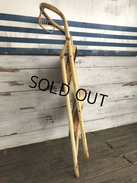 画像11: Vintage Folding Step Stool Chair Yellow (J255)   (11)