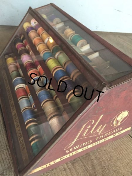 画像4: 30s Vintage Lily Sewing Threads Spool Cabinet (J283)   (4)