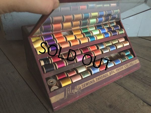 画像3: 30s Vintage Lily Sewing Threads Spool Cabinet (J283)   (3)