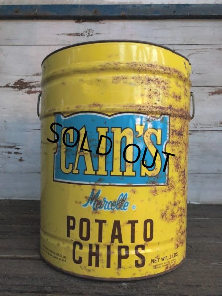 画像1: Vintage Cain's Potato Chips Can (J288)  (1)