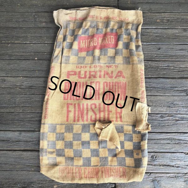 画像5: Vintage PURINA BROILER CHOW FINISHER 49 Burlap Bag 100 LBS (J289) (5)