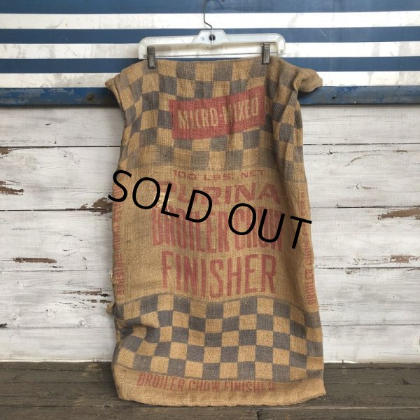 画像1: Vintage PURINA BROILER CHOW FINISHER 49 Burlap Bag 100 LBS (J289) (1)