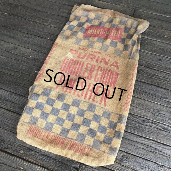 画像3: Vintage PURINA BROILER CHOW FINISHER 49 Burlap Bag 100 LBS (J289) (3)
