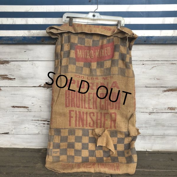 画像2: Vintage PURINA BROILER CHOW FINISHER 49 Burlap Bag 100 LBS (J289) (2)