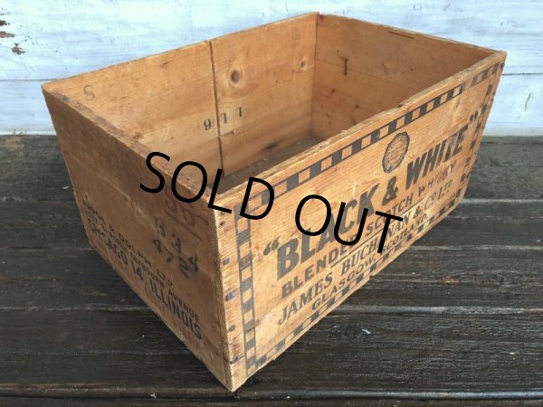 画像6: Vintage Black & White Scotch Whisky  Wooden Crate (J323) (6)