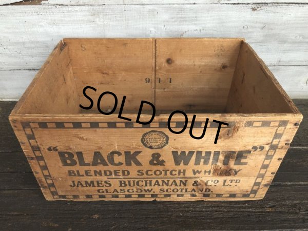 画像4: Vintage Black & White Scotch Whisky  Wooden Crate (J323) (4)