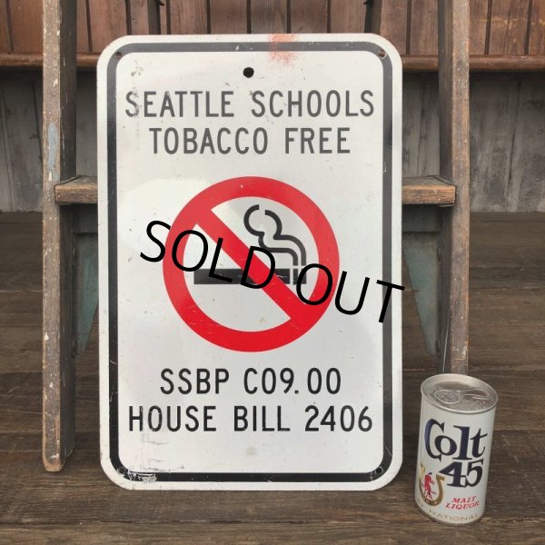 画像1: Vintage Road Sign Seattle Schools Tobacco Free No Smoking (J329)   (1)