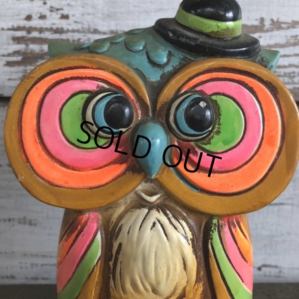 画像6: Vintage Coin Bank Psychedelic Hippie Owl (J383)   (6)