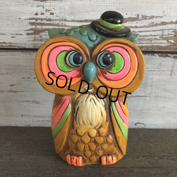 画像1: Vintage Coin Bank Psychedelic Hippie Owl (J383)   (1)