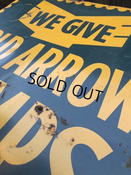 画像9: 40s Vintage Gold Arrow Stamps Huge Tin Sign (J380) (9)