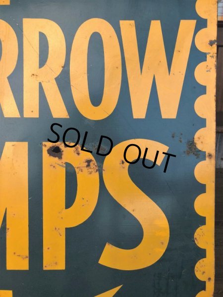 画像6: 40s Vintage Gold Arrow Stamps Huge Tin Sign (J380) (6)